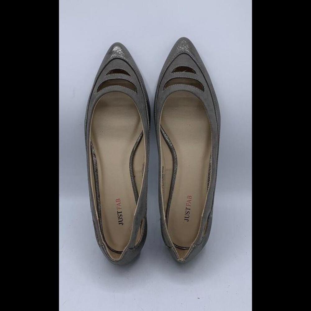 JustFab Natasha Pointed Toe Flats Shoes Sandals Women's Size 7.5 Metallic